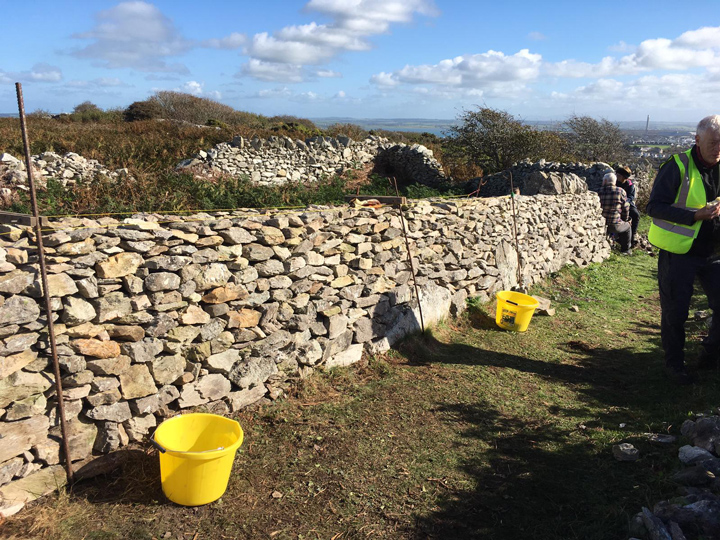 Repaired wall before placement of coping stones