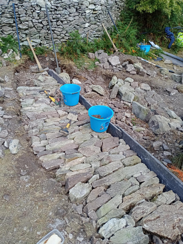 Near complete water break showing stone work