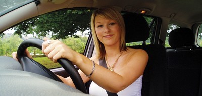 Road Safety - Image of female driver in car