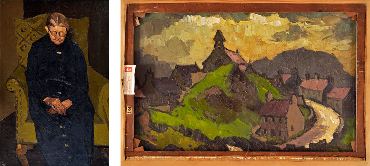 Kyffin Williams' painting of Mrs Stanley and the reverse side