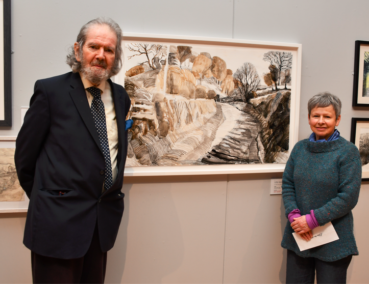 Main prize winner Eleri Mills with Sir Kyffin Williams Trust Chairman, David Meredith.