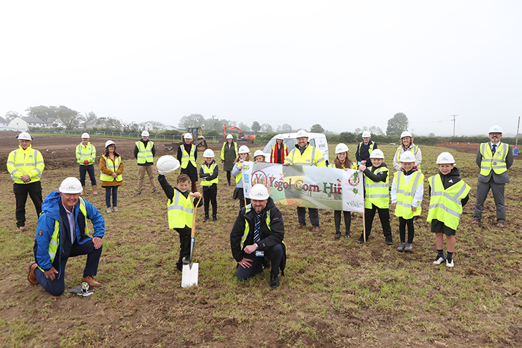 The ground breaking ceremony for Ysgol Corn Hir.