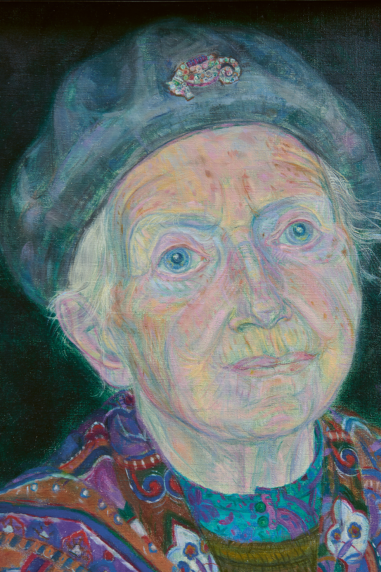 Portrait of the artist's mother, Oil on Canvas 1993 106 x 90cm (Detail)