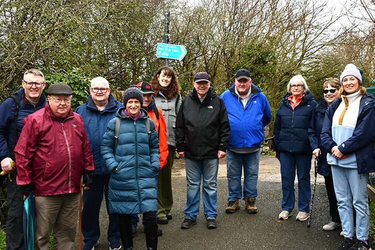 A group of people on a walk.