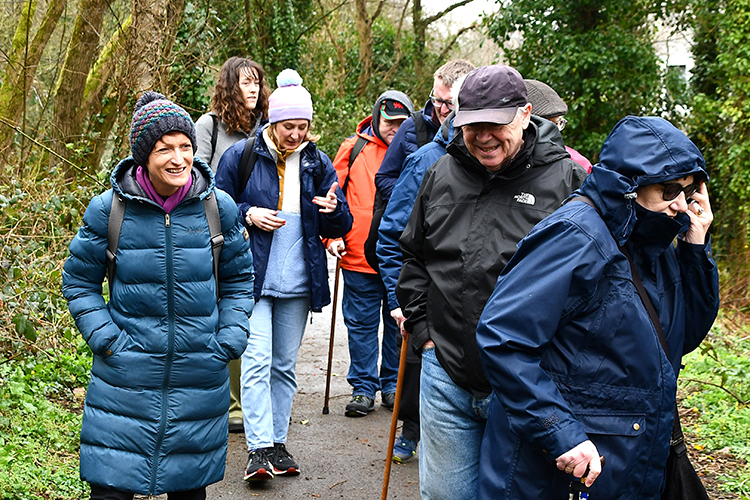 A group of people on a walk.