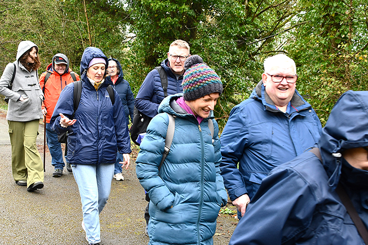 A group of people on a walk.