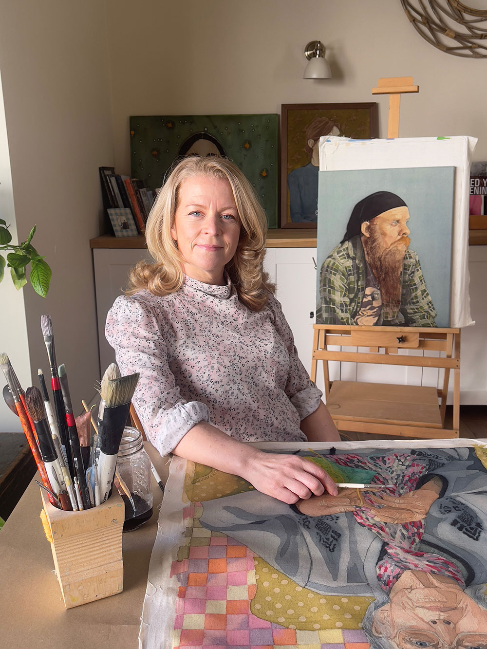 Artist Celia Hume in her studio