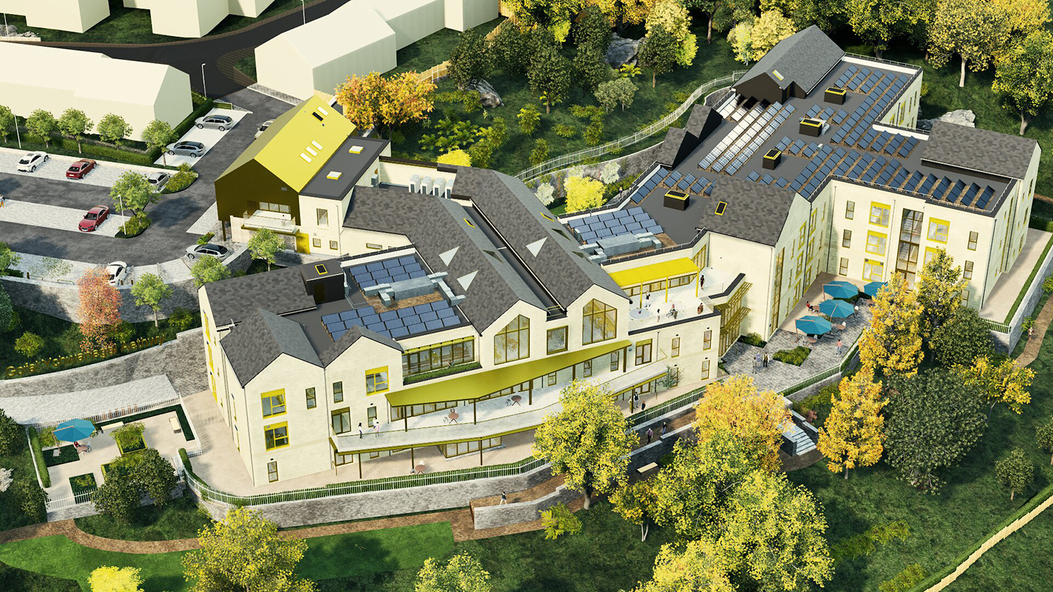 Aerial image of Aethwy Extra Care Scheme: artist's impression