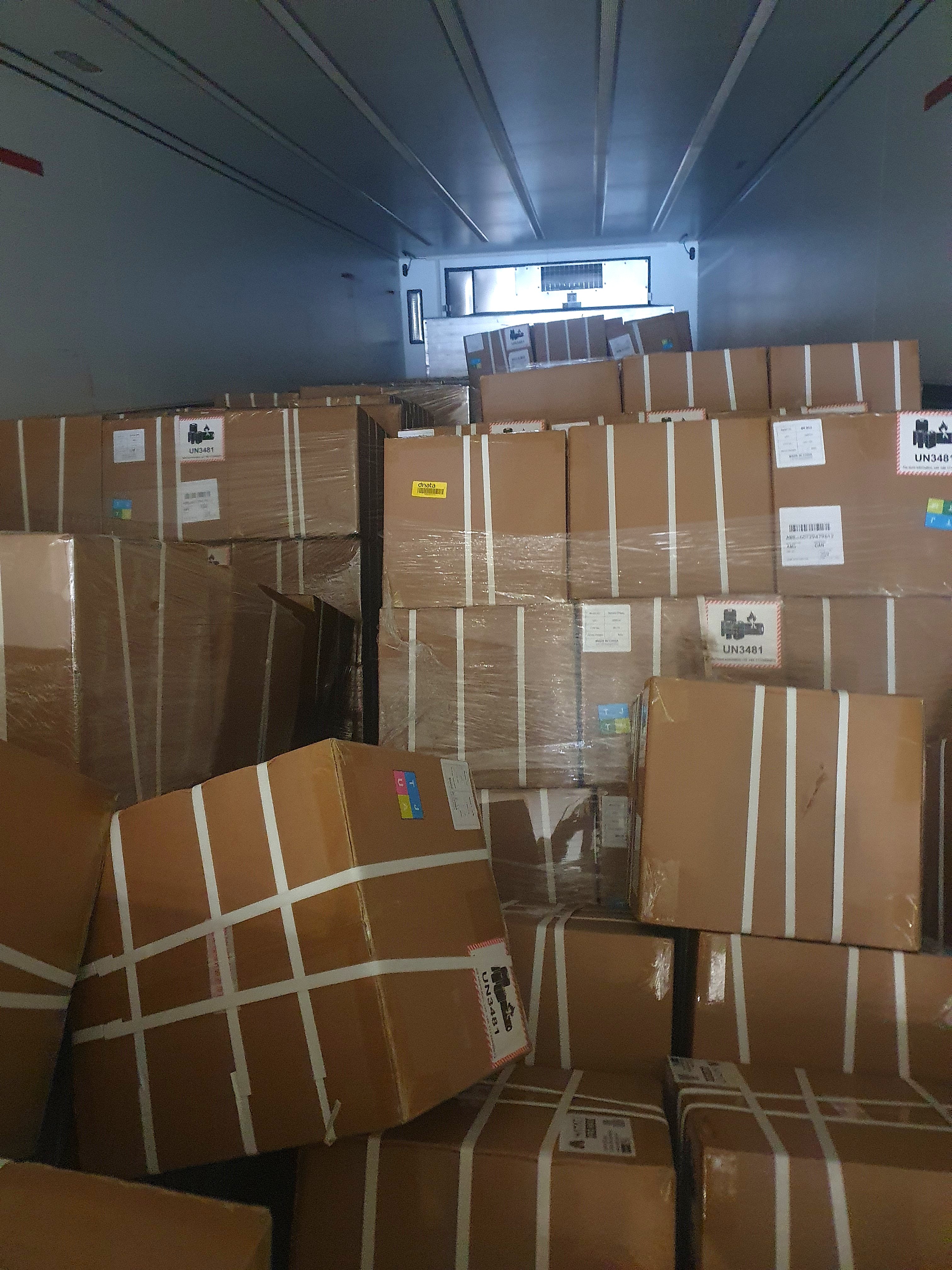 Boxes of vapes in a storage container