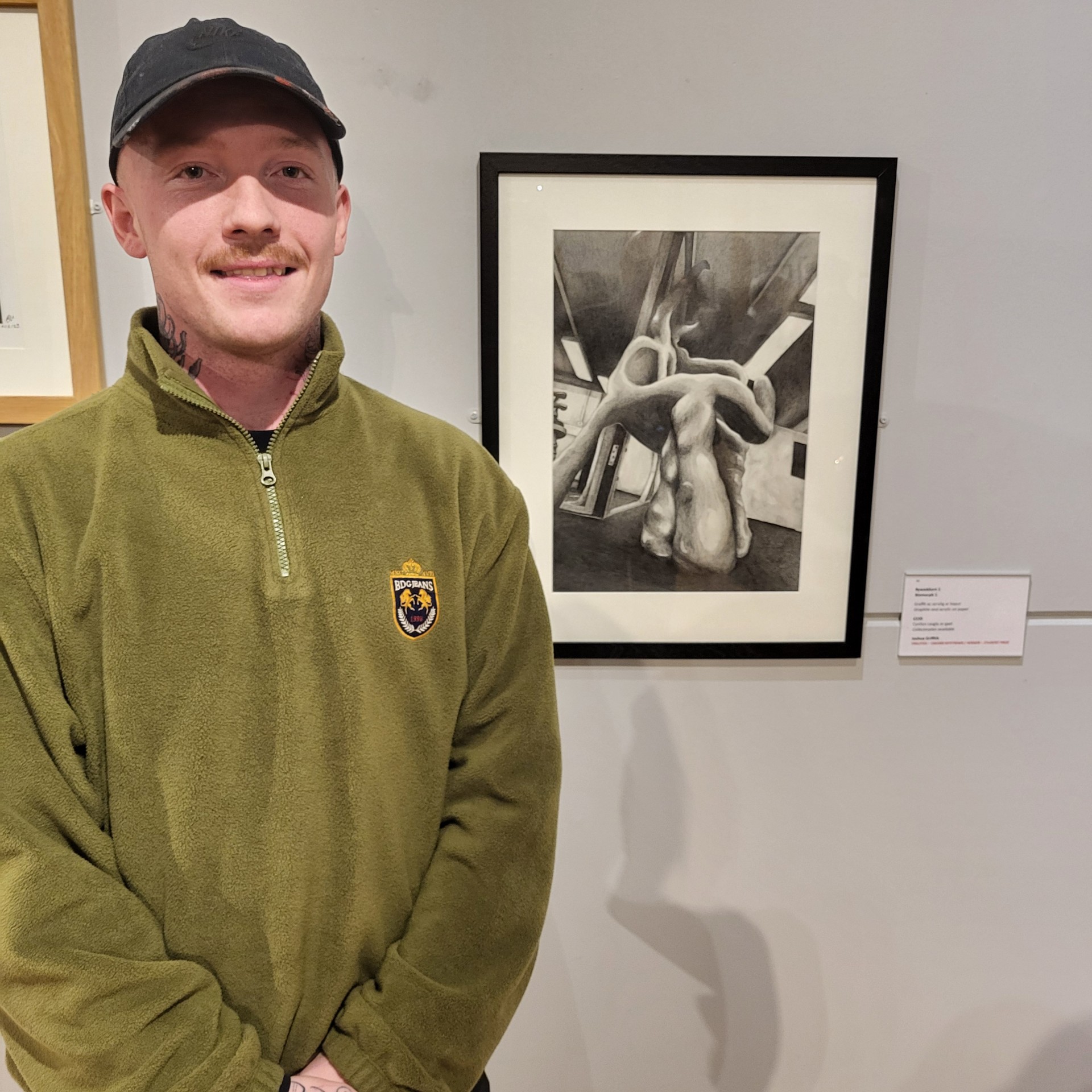 Joshua Griffith, winner of the student prize in the Sir Kyffin Williams Drawing Prize 2024